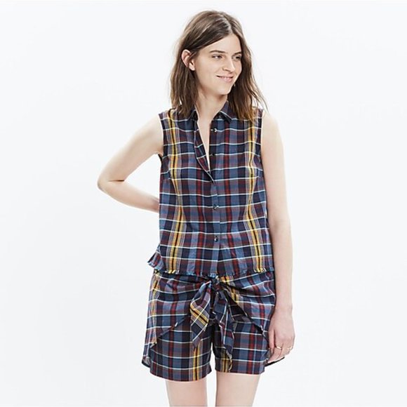 Madewell Moment Shirt in Madras Plaid sz S Women's - Picture 2 of 6
